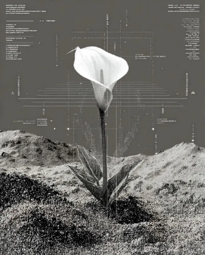 Generated halftone botanical study